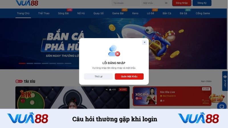 Câu hỏi thường gặp khi login